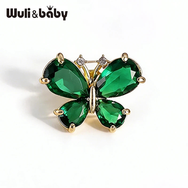 Wuli&baby Cute Butterfly Collar Pins For Women Girls 2-color Rhinestone Insects Brooch Pin Fashion Summer Jewelry Gifts