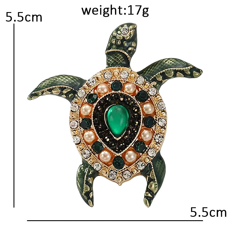 PENDRA Enamel Sea Turtle Rhinestone Brooch