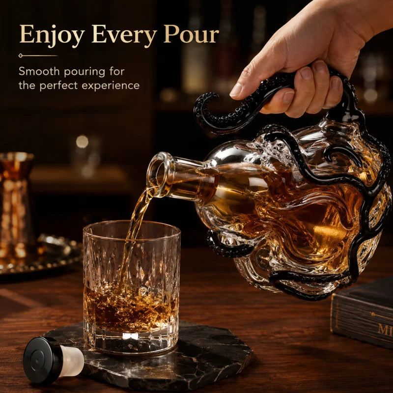 Creative Octopus Shape Glass Decanter 350ml Whiskey Wine Liquor Bottle with Stopper for Bar Home Decor