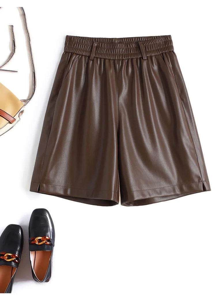 PENDRA Full Leather Wide Leg Shorts