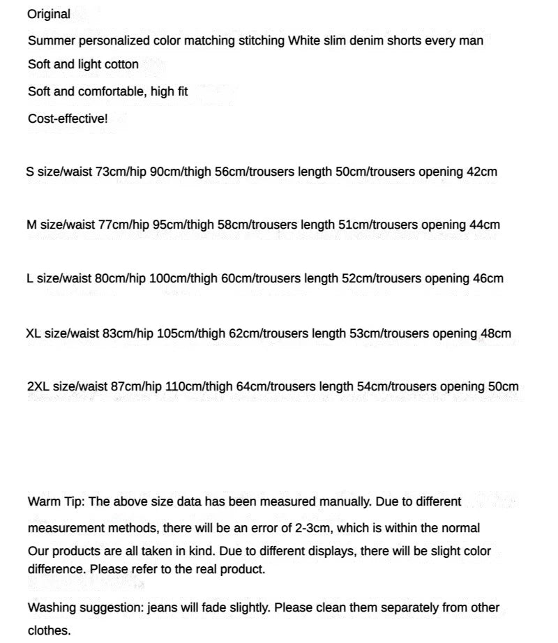 Summer Thin Luxury Designer Slim-Fit Men's Jeans Shorts Boyfriend White Color Striped Street Wear Cotton Casual Short Trousers