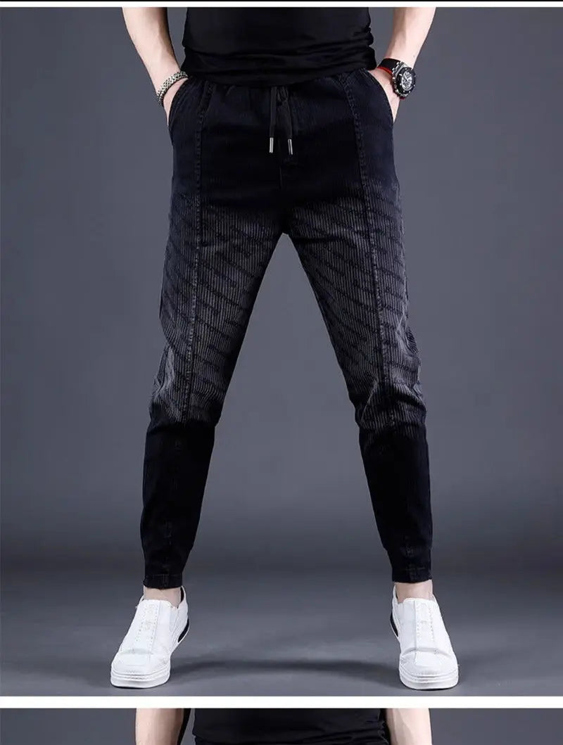 Gradual Change Color 2025 Tied Jeans Men's Summer New Loose Ruffian Handsome Small Feet Pants Trendy Brand Harlan Casual Pants