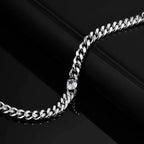 White Zircon Cuban Bracelet for Men Boys,16-21CM Never Fade Curb Chain Links Wristband,Hip Hop Cool Simple Jewelry Gift