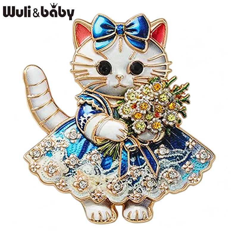 PENDRA Floral Cat Dress Brooch