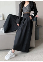 Oversize Wide Leg Pants For Women Gathered Waist Spliced Ruched Casual Solid Long Trousers Female Clothing Summer
