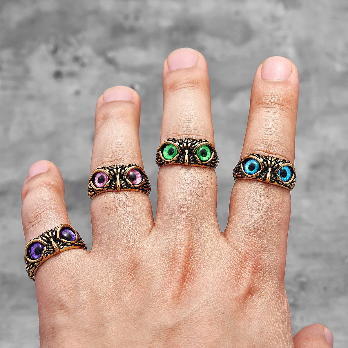 Multiple Color Cute Owl Stainless Steel Womens Mens Rings Punk for Gril Boyfriend Jewelry Creativity Gift Dropshipping Wholesale