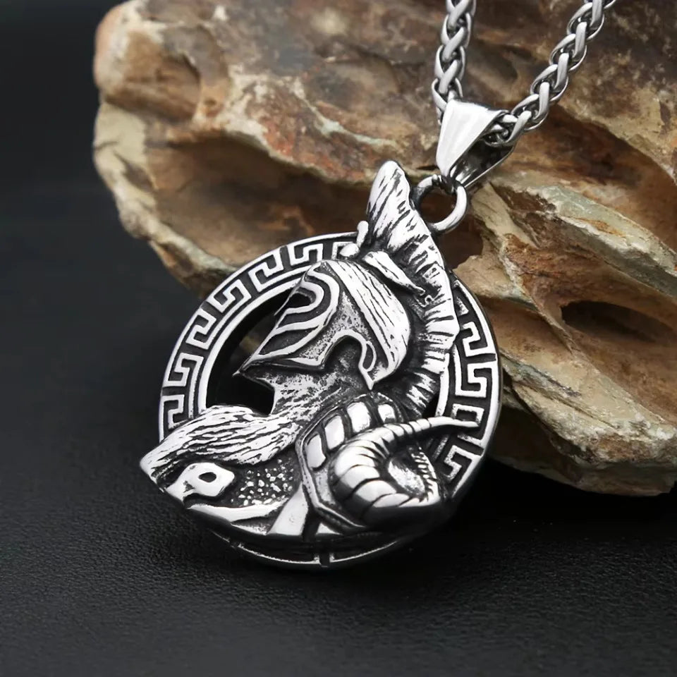 PENDRA Sparta Warrior Vintage Stainless Steel Pendant Necklace