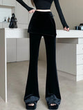 PENDRA Black Velvet Micro Pants