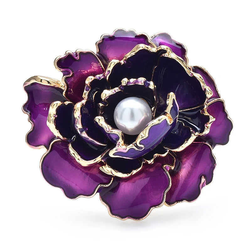 PENDRA Peonia Pretty Peony Flower Brooch