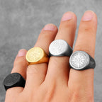 PENDRA Compass World Map Steel Ring