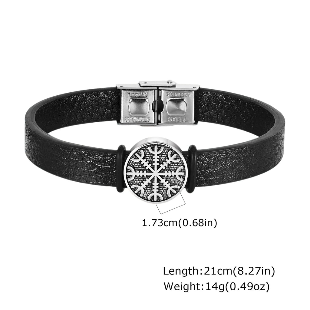 Men Multilayer Braided Leather Bracelets,Vintage Viking Compass Shape Metal Charm Wristband,Punk Stackable Bangle Jewelry Gift
