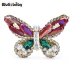 PENDRA Pearl 3 Colors Handmade Czech Rhinestone Butterfly Brooch