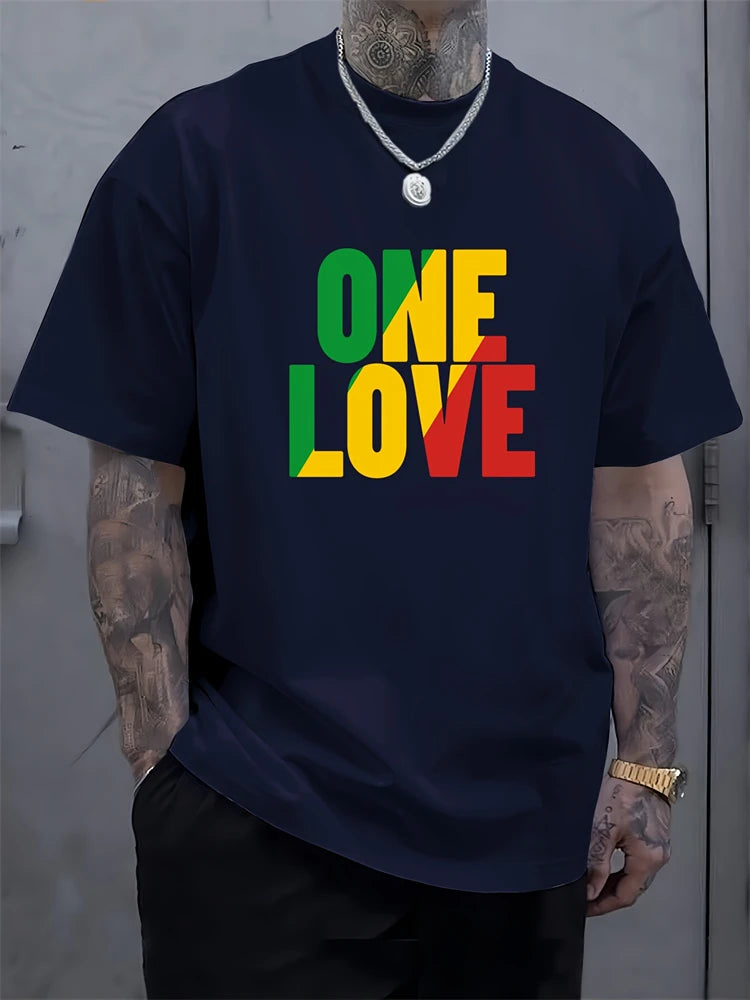 PENDRA One Love Rasta Jamaican Reggae Tee Short-Sleeve T-Shirt