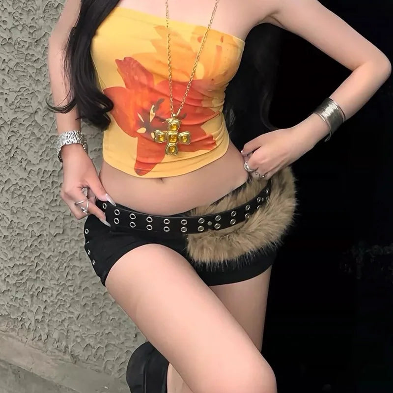 Furry Belt Y2k Belt Subculture Autumn Winter Spring Retro Luxury Plush Waist Chain Imitation Fur Waist Seal Hot Girl Sexy Belt