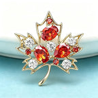 PENDRA Maple Crystal 2-Color Leaf Flower Brooch