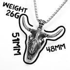 PENDRA OX Skull Western Steel Necklace