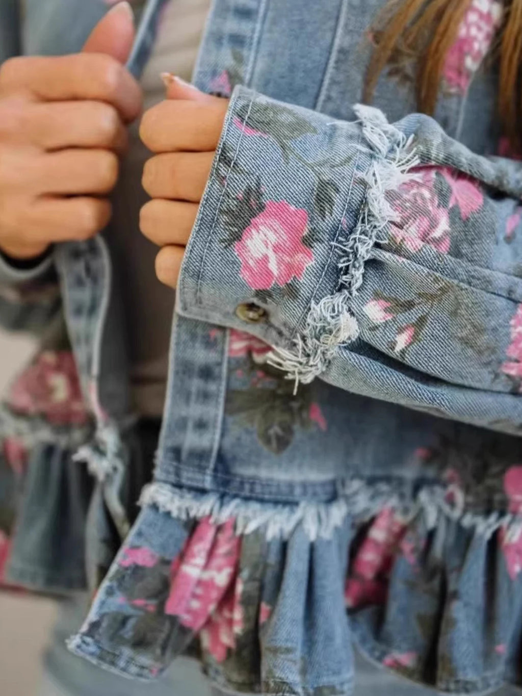 PENDRA Washed Floral Long Jacket