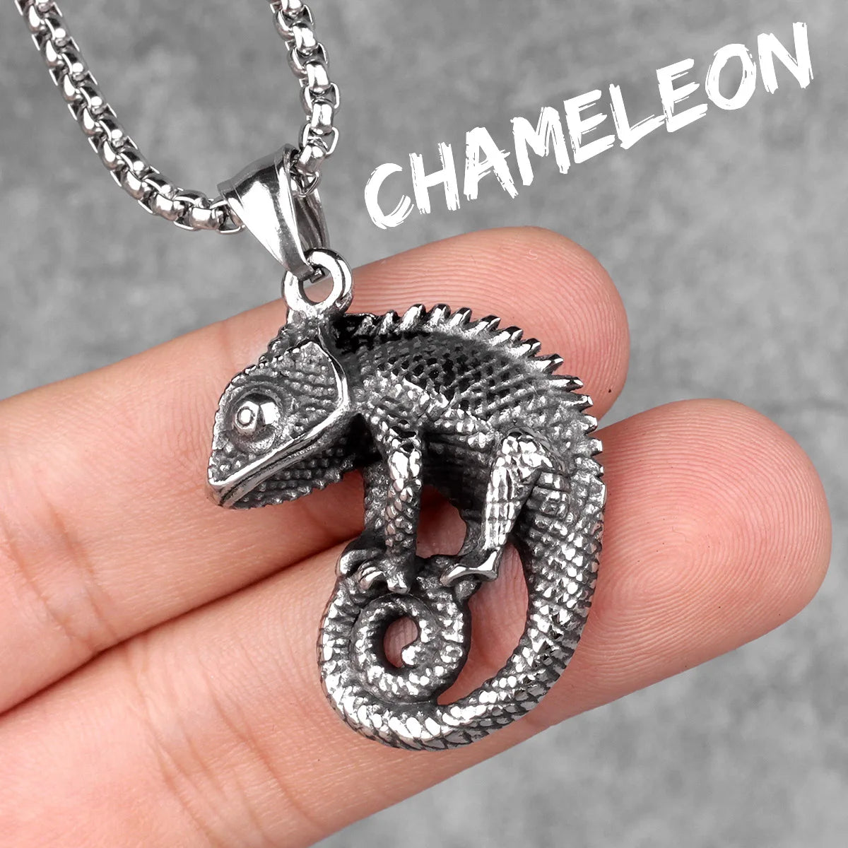 PENDRA Chameleon Lizard Animal Steel Necklace