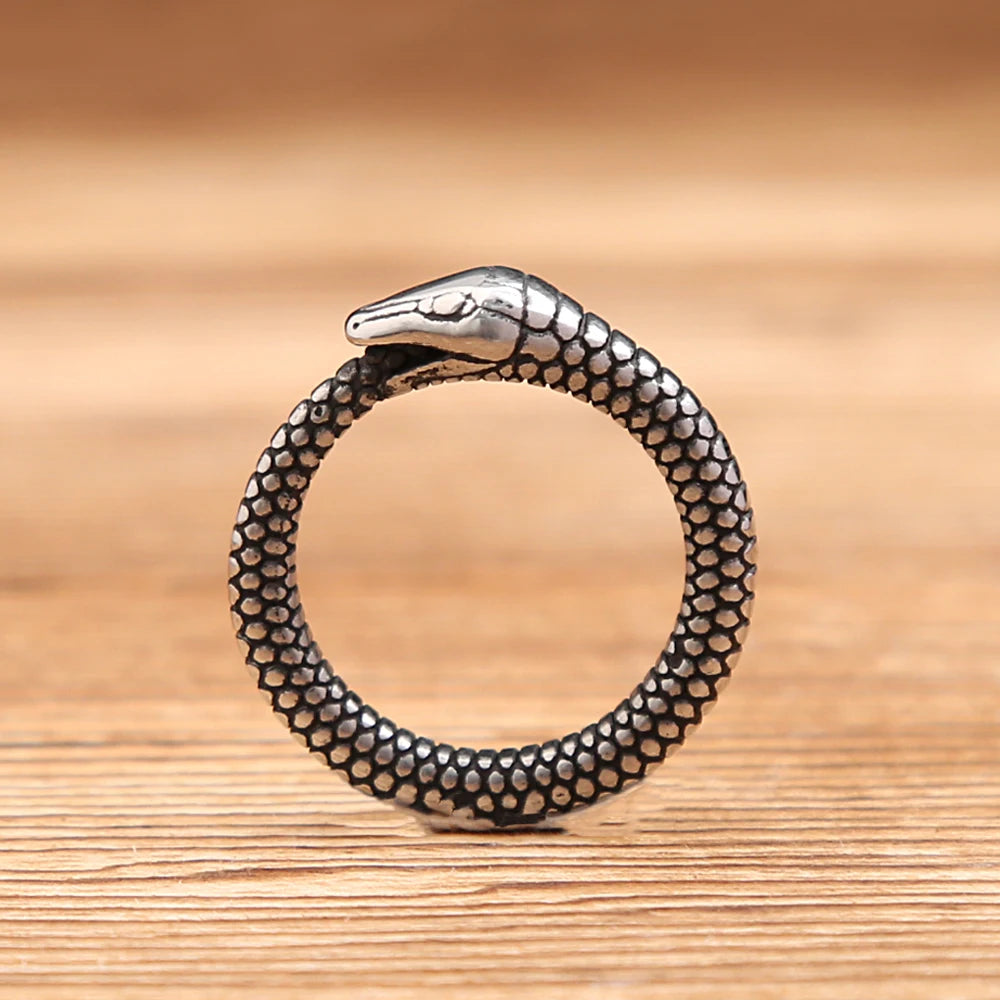 PENDRA Serpentsteel Vintage Viking Snake Ring