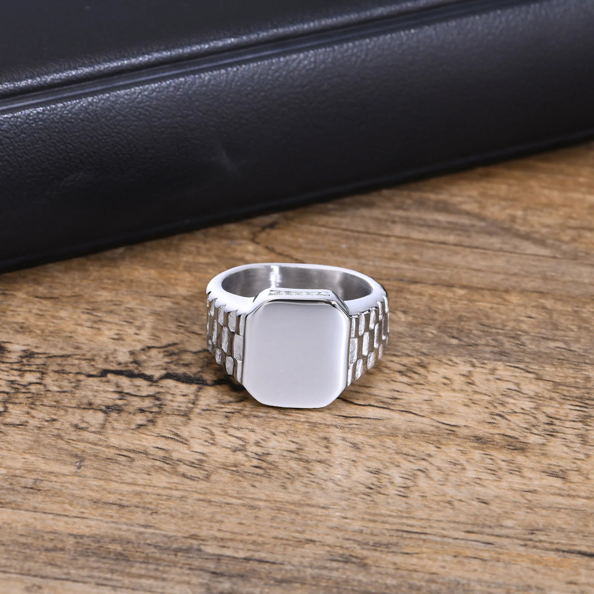 Mprainbow Mens Poker Spade Ace Rings Lucky Gift Jewelry, Waterproof Stainless Steel Simple Square Shaped Signet Statement Ring
