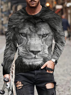 PENDRA Black White Lion Long-Sleeve Long Sleeve T-Shirt