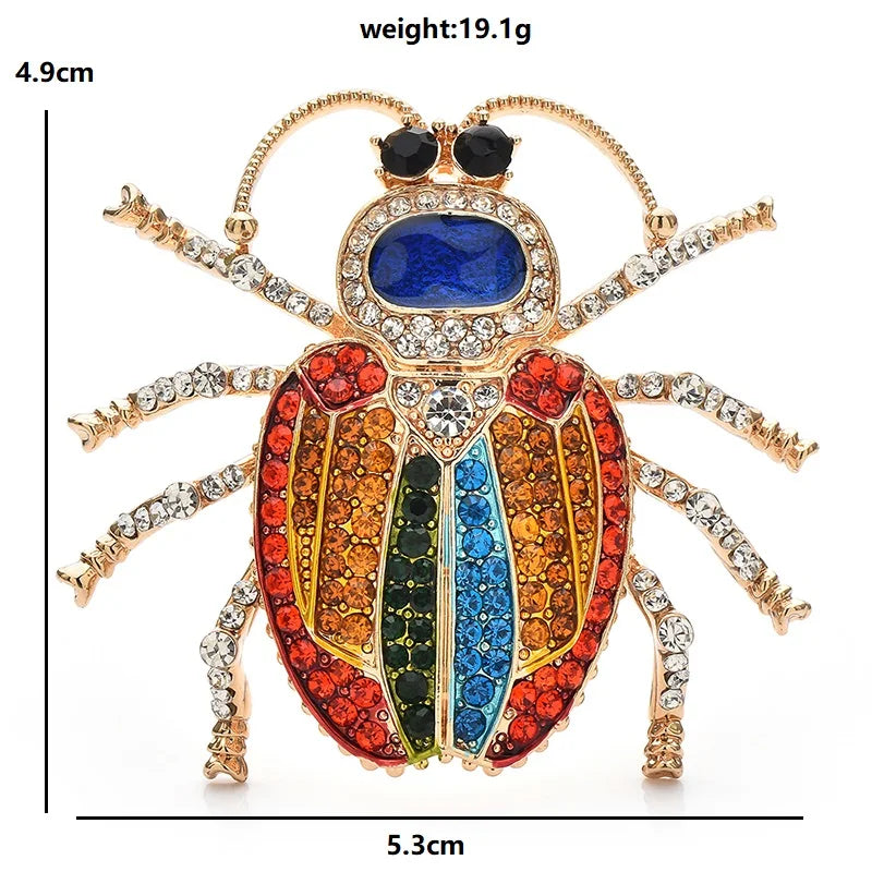 PENDRA Prismwing Rhinestone Beetle Brooch
