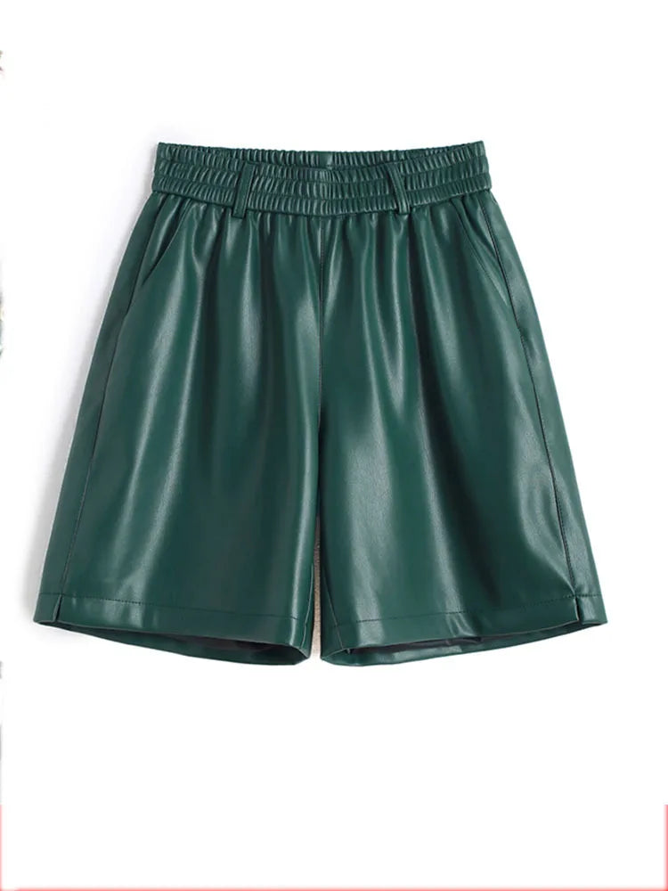 PENDRA Full Leather Wide Leg Shorts