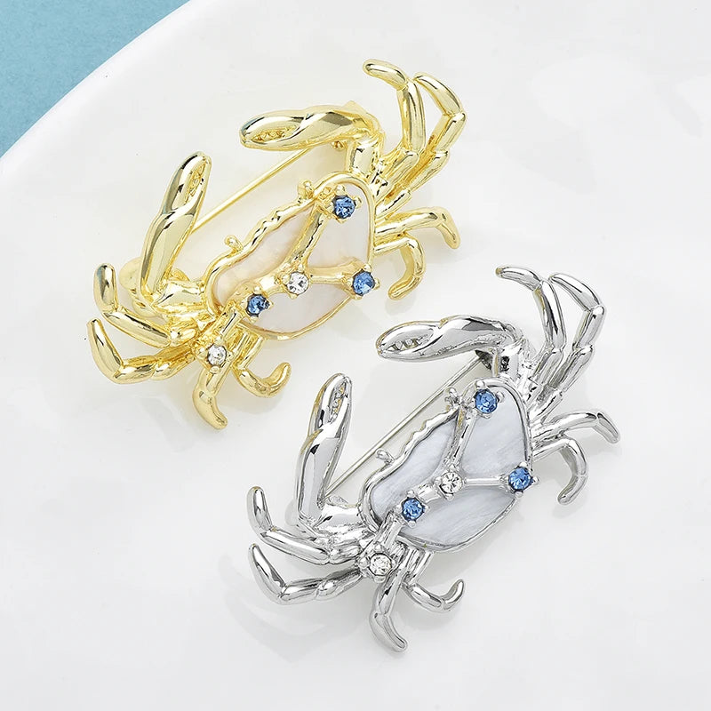 PENDRA Cancer Rhinestone Zodiac Crab Brooch