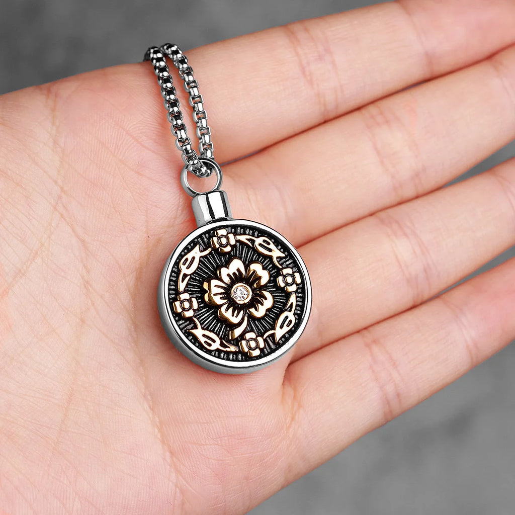 PENDRA Rose Perfume Bottle Steel Necklace