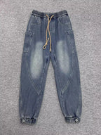 2026 Luxury Man Clothing Brands Men's New Retro Washed Elastic Jeans Summer Trendy Brand Harlan Pants Tied Feet Casual Trousers