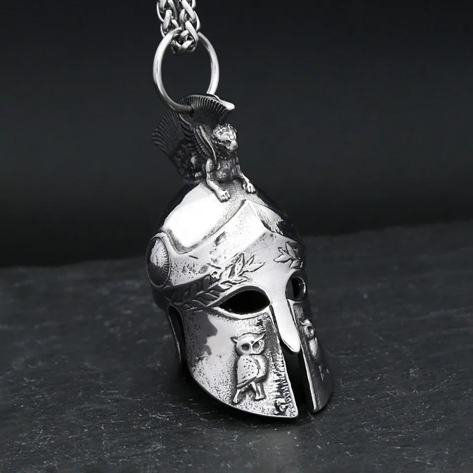 PENDRA Spartanhelm 3D Stainless Steel Spartan Helmet Pendant