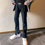Autumn and winter 2026 high street washed slim-fit foot zipper leg split fork solid mopping menswear clothing jeans luxury men