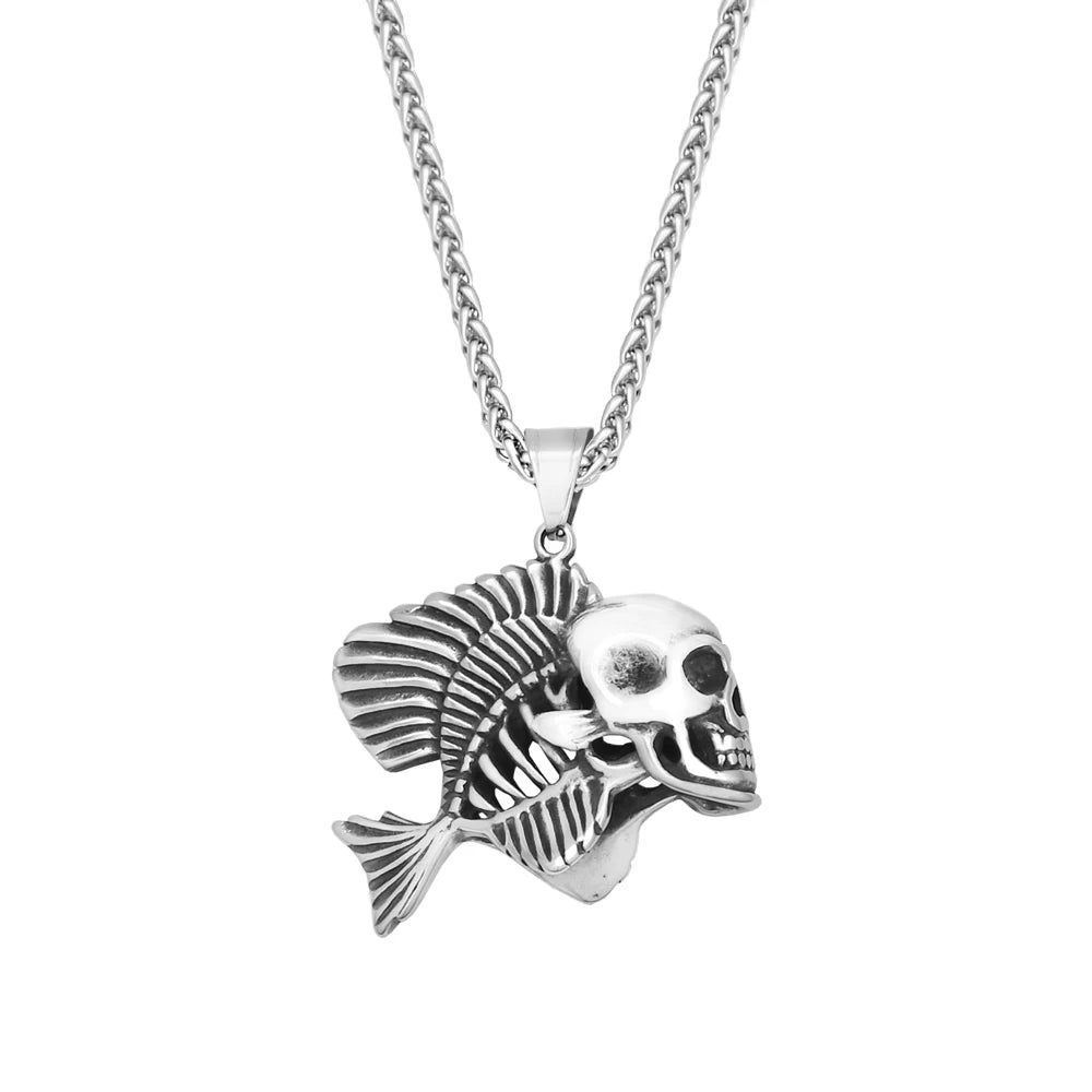 PENDRA Fishbone Skull Pendant