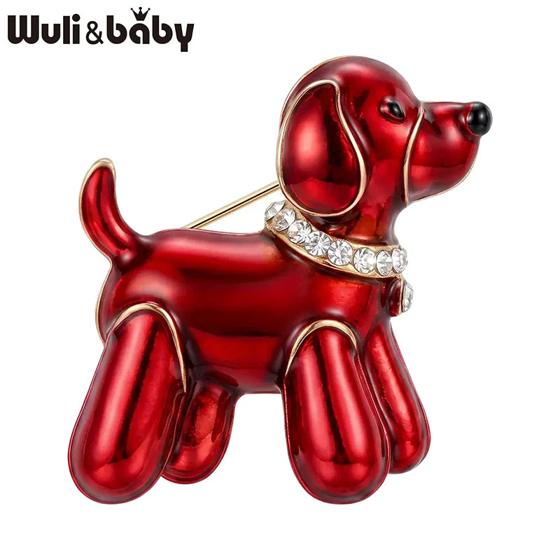 PENDRA Balloonpup 2-Color Enamel Rhinestone Dog Brooch