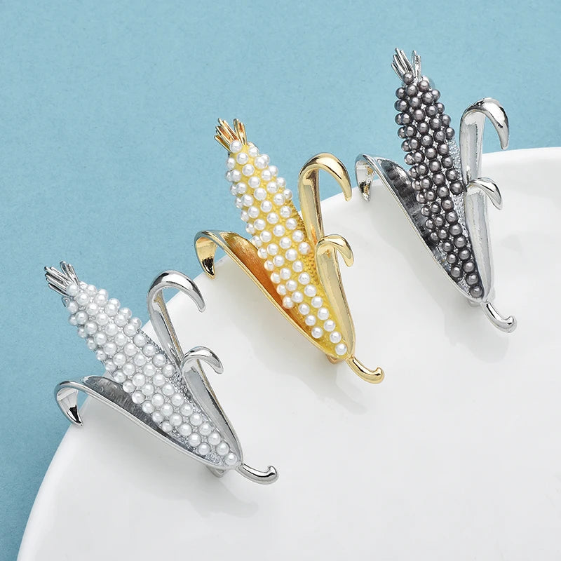 PENDRA Cornelia 3-Color Pearl Corn Brooch