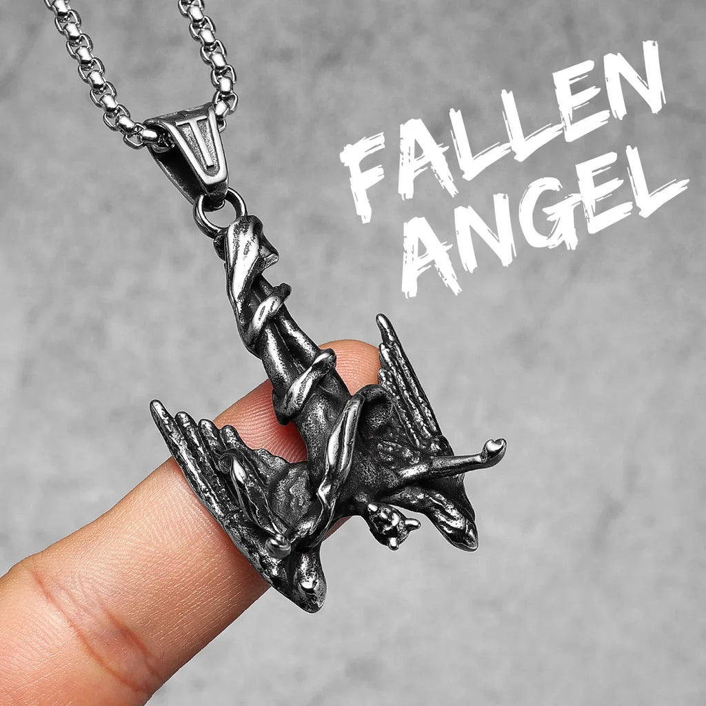 PENDRA Angel Wing Cross Steel Necklace