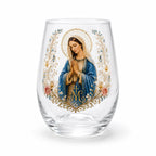 Virgin Mary 300ml Stemless Glass Tumbler Catholic Religious Whiskey Cup Christian Prayer Gift for Home Bar Decoration