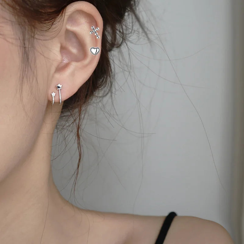 PENDRA Silver Stamp Star Earrings