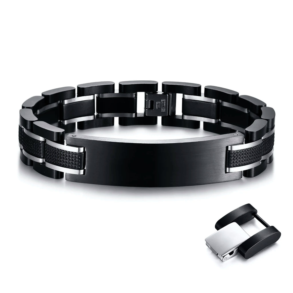 Customized Watch Band Bracelet for Men,Personalized Stainless Steel Chunky Bracelet,Luxury DAD Husband Boyfriend Gift