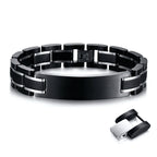 Customized Watch Band Bracelet for Men,Personalized Stainless Steel Chunky Bracelet,Luxury DAD Husband Boyfriend Gift