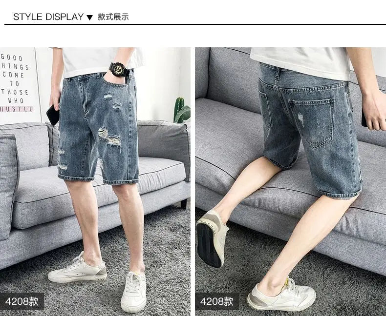 PENDRA Denim Washed Distressed Pants