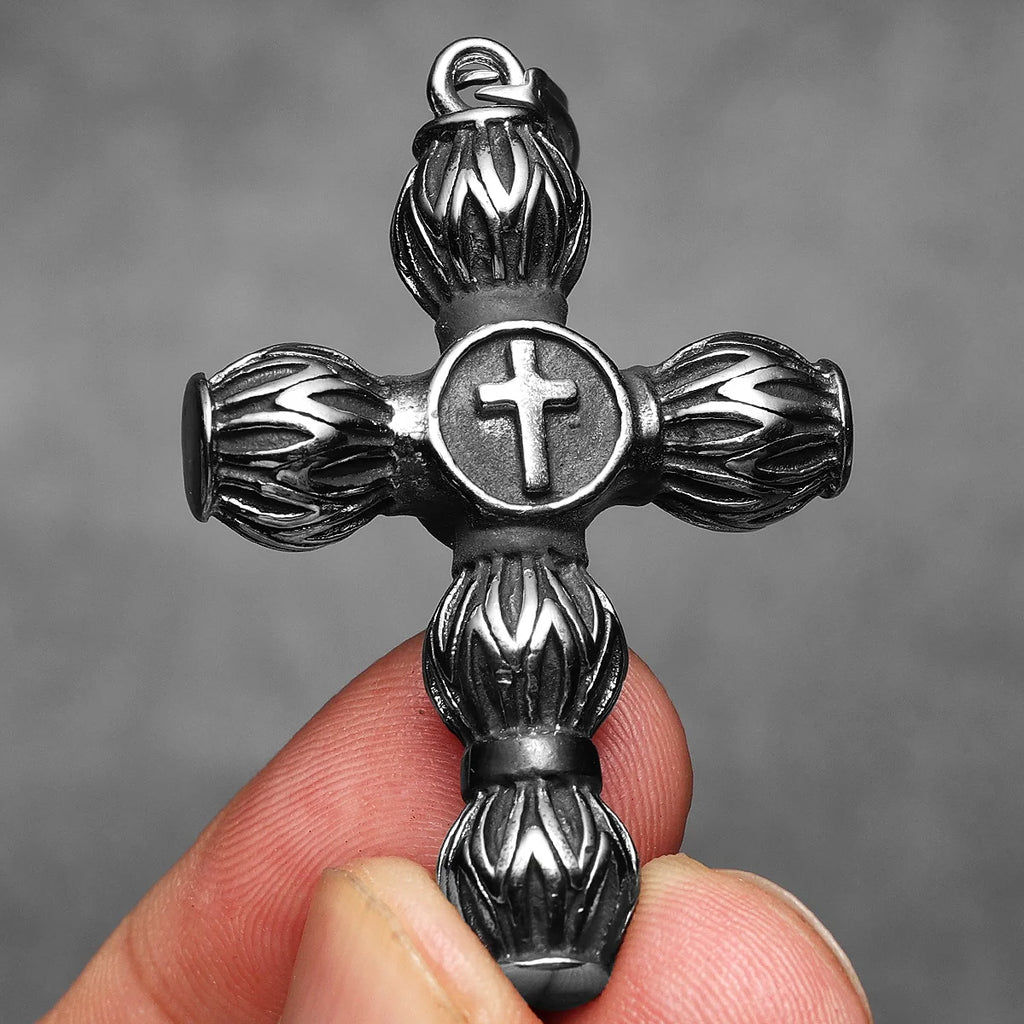 Circular Cross Men Necklaces Stainless Steel Retro Pendant Chain Women Fashion Jewelry Punk New In Accessories Gifts Wholesale