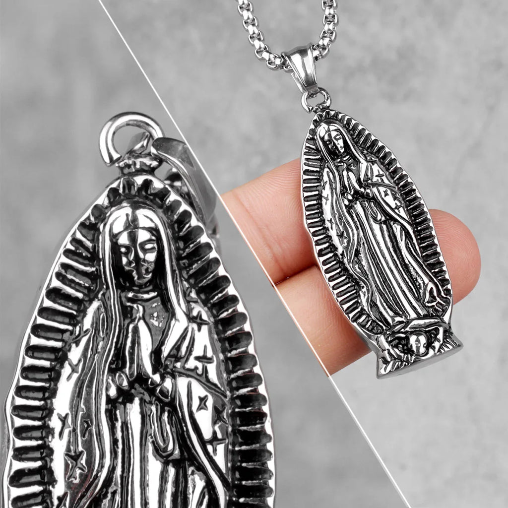 PENDRA Virgin Mary Prayer Steel Necklace