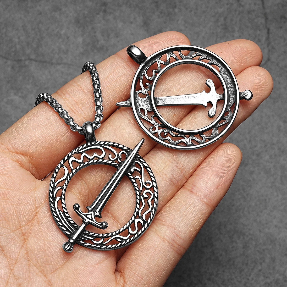 PENDRA Courage Sword Steel Necklace