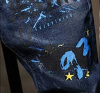 Autumn Korean Jeans Men's 2026 New Slim-fitting Straight Men's Pants Trendy Printed Teenagers Handsome Hip Hop Casual Trousers