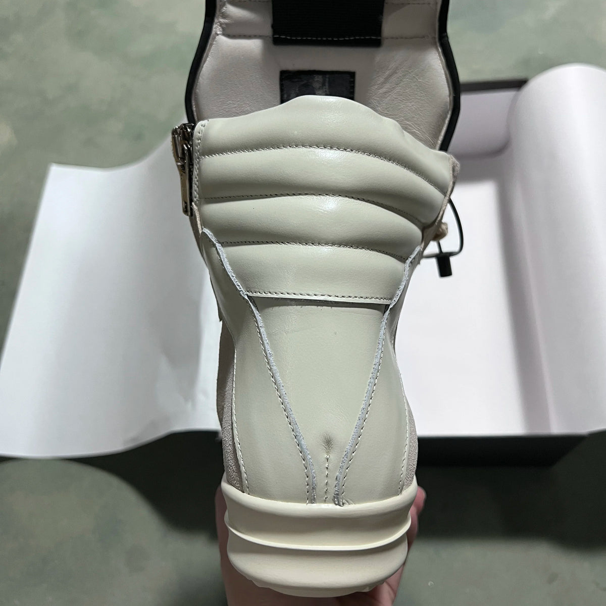 PENDRA Ash Geobasket Grey Cow-Suede High-Top Zip Thick-Sole Ankle Boots