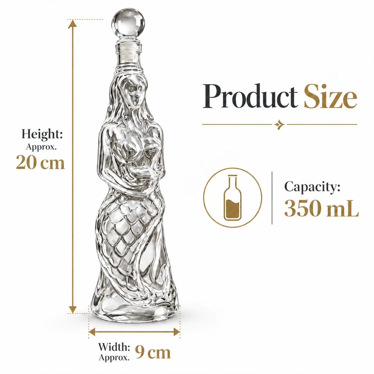 Unique Mermaid Art Glass Bottle Decanter, Decorative Liquor Wine Container, Man Cave Bar Home Desktop Ornament Creative Gift