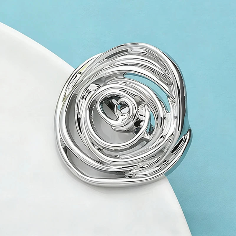 PENDRA Roselle 2-Color Artistic Metal Rose Brooch