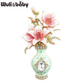 PENDRA Violetta 2-Color Enamel Rhinestone Lily Vase Brooch