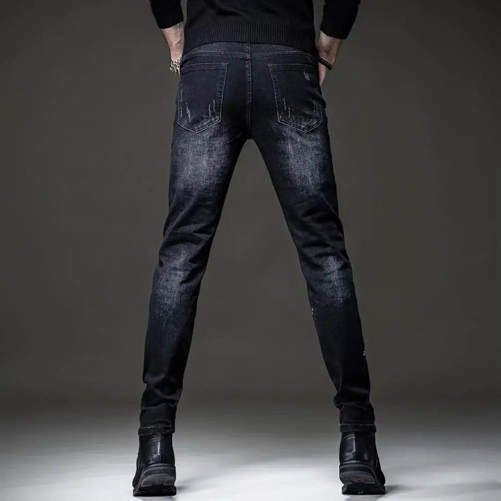 Luxury Casual Pants for Men 2023 New Summer Korean Designer Men's Jeans Slim Tiger Embroidered Harajuku Fashion Casual Trousers
